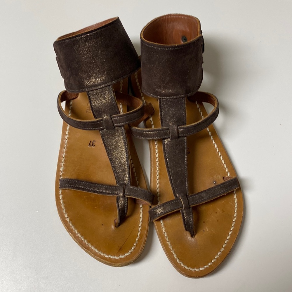 K. Jacques St. Tropez Caravelle Sparkly Leather Gladiator Sandals